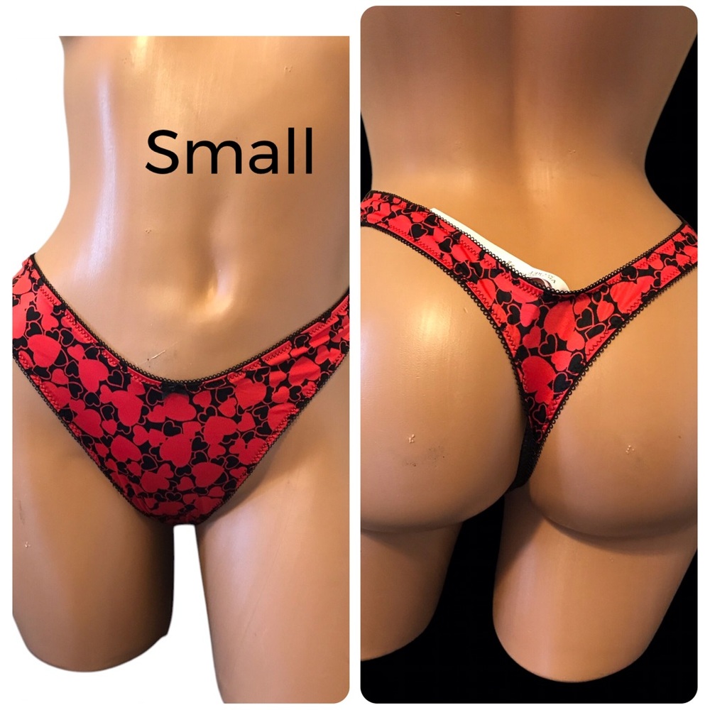 Red and Black Heart Pattern Thong